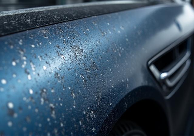 스크래치가 많은 BMW M5 차량의 도장면