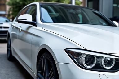 깔끔하게 세차된 흰색 세단